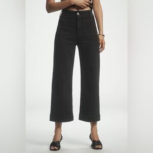 The Colette High-Rise Crop Wide-Leg Jeans by Maeve in Black Saggita Size 27